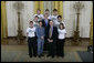 President George W. Bush talks with some of the winners in the FIRST Competition (For Inspiration and Recognition of Science and Technology) Monday, April 30, 2007, at the White House. Founded in 1989, the program encourages young students to pursue education and career opportunities in science, technology, engineering, and math, while building self-confidence, knowledge, and life skills. White House photo by Joyce Boghosian