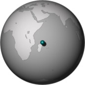 Image of the globe centered at -20 degrees latitude and 50 degrees longitude.