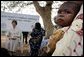 Mrs. Bush sits outside at Saint-Mary's Catholic Hospital in Gwagwalada, Nigeria Wednesday, Jan. 18, 2006, where she announced a $163 million commitment by the United States to Nigeria to battle AIDS. White House photo by Shealah Craighead