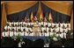 Mrs. Laura Bush addresses an audience at the Accra Teacher Training College in Accra, Ghana, where she joined Ghana President John Agyekum Kufuor, Tuesday, Jan. 17, 2006, to help launch the Africa Education Initiative Textbooks Program. White House photo by Shealah Craighead