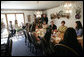 Mrs. Laura Bush visits with high school girls who are living in a family-style residential group home at Father Flanagan’s Girls & Boys Town in Omaha, NE, Monday, April 3, 2006. The program applies a behavior treatment model for delinquent youths ages 10-18 that emphasizes positive relationships, teaching skills, self control, while supporting moral and spiritual development and promoting self-government and self-determination. White House photo by Shealah Craighead