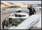 President George W. Bush boards Air Force One at Andrews Air Force Base en route to Colmar, Pa., Thursday, Sept. 9, 2004. White House photo by Tina Hager.