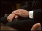 President George W. Bush waits for his chance to deliver his eulogy for former President Ronald Reagan at the National Cathedral in Washington, DC on June 11, 2004. White House photo by Eric Draper.