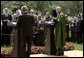 President George W. Bush and Hamid Karzai of Afghanistan hold a joint press conference in the Rose Garden Tuesday, June 15, 2004. White House photo by Paul Morse.