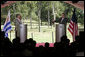 President George W. Bush and Uruguay's President Tabare Vazquez hold a joint press availability Saturday, March 10, 2007, at Estancia Anchorena, the presidential retreat. White House photo by Paul Morse