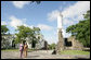 Mrs. Laura Bush and Mrs. Maria Auxiliadora Delgado de Vazquez, wife of Uruguayan President Tabare Vazquez, pause during their walking tour Saturday, March 10, 2007, of historic Colonia del Sacramento, founded in 1680 by Manuel de Lobo. White House photo by Shealah Craighead