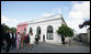 Mrs. Laura Bush and Mrs. Maria Auxiliadora Delgado de Vazquez, wife of President Tabare Vazquez of Uruguay, listen as Maria Dominguez tells them about historic Colonia del Sacramento during a walking tour Saturday, March 10, 2007. White House photo by Shealah Craighead