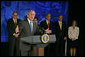 President George W. Bush discusses the Patriot Act at the National Counterterrorism Center in McLean, Va., Friday, June 10, 2005. "The Patriot Act has made a difference for those on the front line of taking the information you have gathered and using it to protect the American people," said the President. White House photo by Eric Draper