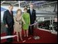 President George W. Bush and Laura Bush join Nancy Reagan, Friday, Oct. 21, 2005, as she cuts the ribbon to officially open the Air Force One Pavilion at the Ronald Reagan Library in Simi Valley, Calif., featuring the Boeing 707 aircraft that served President Ronald Reagan and six other presidents. Fred Ryan Jr. of the Ronald Reagan Presidential Foundation is seen at right. White House photo by Eric Draper