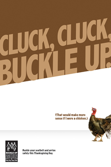 Poster: Cluck, Cluck, Buckle Up.