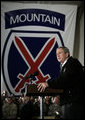 President George W. Bush addresses U.S. and Coalition troops Wednesday, March 1, 2006, during a stopover at Bagram Air Base in Afghanistan, prior to his visit to India and Pakistan. White House photo by Eric Draper