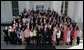 President George W. Bush poses for a photograph with the recipients of the 2004 Presidential Award for Excellence in Mathematics and Science Teaching on the North Portico of the White House Thursday, April 14, 2005. White House photo by Paul Morse