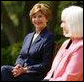First Lady Mrs. Laura Bush with Kathleen Mellor the 2004 Teacher of the Year from South Kingstown, Rhode Island in the Rose Garden of the White House on April 21, 2004. White House photo by Paul Morse
