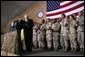 Vice President Dick Cheney receives a welcome from the troops at a rally at Bagram Air Base, Afghanistan Monday, Dec. 19, 2005. White House photo by David Bohrer