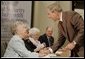 President George W. Bush meets with senior citizens, Friday, July 22, 2005, at the Wesley Woods Center in Atlanta, to talk about new options in Medicare. White House photo by Paul Morse