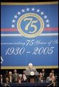 Vice President Dick Cheney addresses an audience, Thursday, July 21, 2005 at Constitution Hall in Washington, during the 75th anniversary celebration honoring the creation of the Department of Veterans Affairs. White House photo by Paul Morse