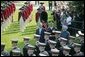 President George W. Bush reviews an honor guard with India's Prime Minister Dr. Manmohan Singh, Monday, July 18, 2005, on the South Lawn of the White House, during Singh's official arrival ceremony. White House photo by Lynden Steele