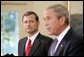 President George W. Bush announces from the Oval Office the nomination of Supreme Court justice nominee John Roberts as his nominee as Chief Justice on Monday morning September 5, 2005. White House photo by Paul Morse