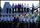 President George W. Bush on the flight deck of the USS Abraham Lincoln before addressing the nation May 1, 2003. White House photo by Paul Morse