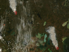 Satellite image of wildfires