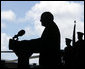 Vice President Dick Cheney delivers remarks during a rally for the troops, Thursday, Feb. 22, 2007, at Andersen Air Force Base, Guam. While en route from Tokyo to Sydney, Australia, the Vice President made the stop in Guam to thank the troops for their service and efforts in the global war on terror. White House photo by David Bohrer