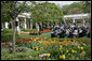 President George W. Bush and Laura Bush celebrate National Preservation Month by announcing the 2005 Preserve America Presidential Awards Winners in the Rose Garden Monday, May 2, 2005.White House photo by Eric Draper