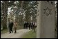 Laura Bush visits the Rumbula Holocaust Memorial in Riga, Latvia, Saturday, May 7, 2005. White House photo by Krisanne Johnson