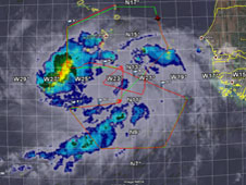 The Real Time Mission monitor tracked NASA's DC-8 during a September 12, 2006 flight into Tropical Storm Helene off the coast of Africa.