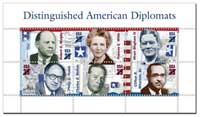 image depicting US postage stamps honoring US diplomats. image courtesy USPS.