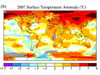 This shows temperature anomalies for the 2007 calendar year relative to the 1951 through 1980 mean.