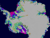 Antarctica showing ice loss between 1996 and 2005
