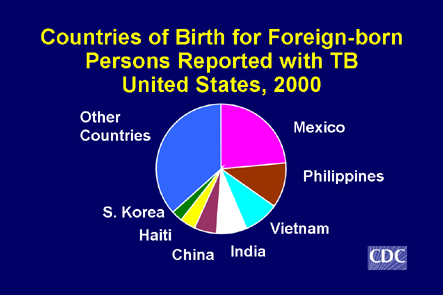 Slide 11: Countries of Birth for Foreign-born Persons Reported with TB, United States, 2000