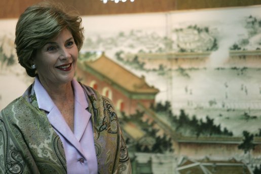 Laura Bush smiles as she tours the Beijing Urban Planning Museum Sunday, Nov. 20, 2005, in Beijing. White House photo by Shealah Craighead