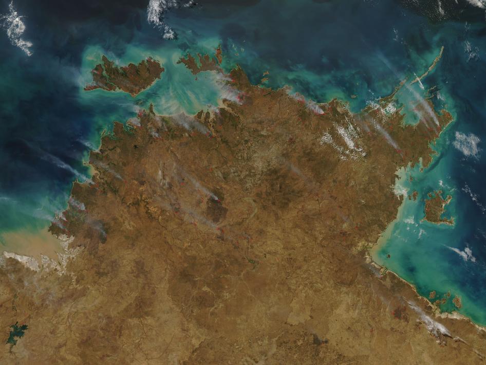 Satellite image of fires in Australia