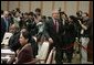 President George W. Bush arrives for the second APEC retreat Saturday, Nov. 19, 2005, at the Nurimaru APEC House in Busan. White House photo by Paul Morse