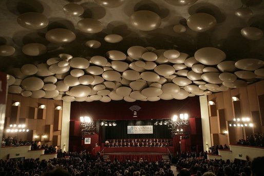A wide view of the Teatro Auditorium in Mar del Plata, Argentina, as the opening ceremonies of the 2005 Summit of the Americas got under way Friday, Nov. 4, 2005. White House photo by Eric Draper