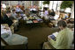 President George W. Bush meets with Secretary of State Condoleezza Rice and the Foreign Policy Team at his ranch in Crawford, Texas, Thursday, August 11, 2005. White House photo by Eric Draper