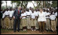 President George W. Bush and Mrs. Laura Bush pose for a photo with the Lycee de Kigali students Tuesday, Feb. 19, 2008 in Kigali, Rwanda. White House photo by Eric Draper