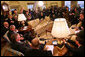 President George W. Bush and Mirek Topolanek, Prime Minister of the Czech Republic, address reporters Wednesday, Feb. 27, 2008, in the Oval Office. White House photo by Joyce N. Boghosian