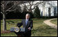 President George W. Bush talks with reporters Thursday, Feb. 14. 2008 on the South Lawn of the White House, urging members of Congress to pass the Protect America Act before legislation authorizing the monitoring of terrorist communications expires Saturday at midnight. White House photo by Chris Greenberg