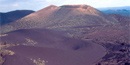 Aerial view of Sunset Crater Volcano and surrounding cinder fields.