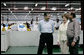 Mrs. Laura Bush speaks with the management representatives of A to Z Textiles Monday, Feb. 18, 2008, in Arusha, Tanzania, where workers stitch mosquito nets in the fight against malaria. White House photo by Shealah Craighead