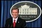 White House Press Secretary Tony Snow, Tuesday, May 16, 2006, fields questions during his first briefing after replacing Scott McClellan. White House photo by Paul Morse