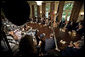 President George W. Bush addresses the press during a meeting with members of Congress in the Cabinet Room Wednesday, May 3, 2006. "We talked about ways to deal with America's energy problem," said President Bush. "And we talked about it in a very constructive way, and I want to thank the members for joining us." White House photo by Eric Draper