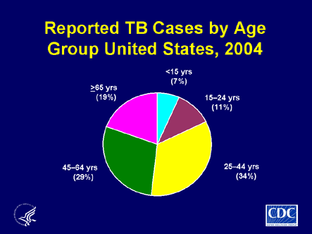 Slide 6: Reported TB Cases by Age Group, United States, 2004