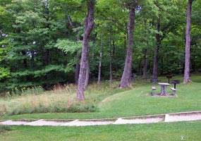 The picnic area at Miners Castle invites visitors to sit a spell and enjoy the view.
