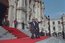 President George W. Bush and Peruvian president Alejandro Toledo (right) wave from the steps of the Presidential Palace in Lima, Peru, March 23, 2002. "It is an honor for me to be the first sitting President of the United States to visit Peru," said President Bush during the two leaders' joint press conference where he explained that steps such as reintroducing the Peace Corps to Peru are being taken to strengthen the relationship between America and Peru. 