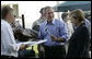 President George W. Bush enjoys a bit of barbeque Thursday, July 13, 2006, as he joins Chancellor Angela Merkel for a barbeque in Trinwillershagen. The President and Mrs. Laura Bush are scheduled to depart Germany Friday for St. Petersburg, Russia. White House photo by Eric Draper