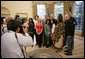 President George W. Bush welcomes nine of the top 10 American Idol finalists to the Oval Office at the White House Friday, July 28, 2006. The popular FOX television program, which originated in 2002, uses audience participation to determine the best “undiscovered” young singer in the nation. Top row from left to right are Jamecia Bennett, mother of performer Paris Bennett, Ace Young, American Idol winner Taylor Hicks, Katherine McPhee, Bucky Covington, bottom row from left to right, Kellie Pickler, Paris Bennett, Lisa Tucker, Mandisa Hundley and Chris Daughtry. White House photo by Eric Draper