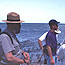 Park Ranger leads a shipwreck tour along Twelvemile Beach on Lake Superior within Pictured Rocks National Lakeshore.